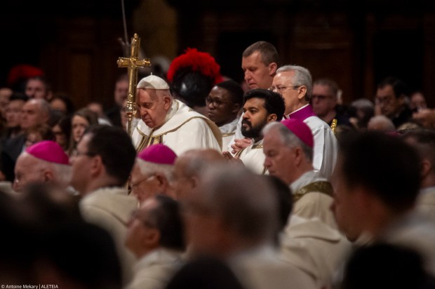 Pope Francis presides a mass for the Epiphany in Saint Peter's Basilica at the Vatican on January 6, 2024.