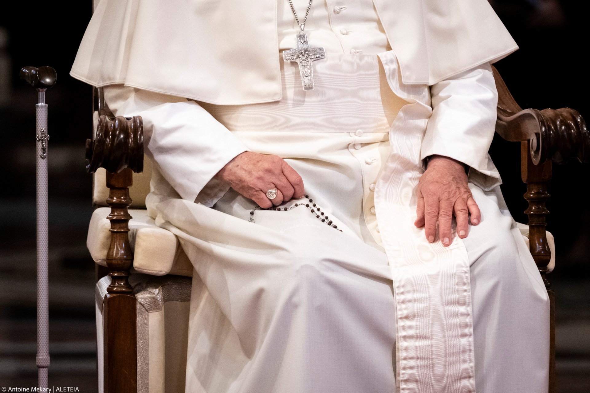 Pope Francis prays for the Rosary for Peace with members of the Synod Assembly in the basilica of Santa Maria Maggiore