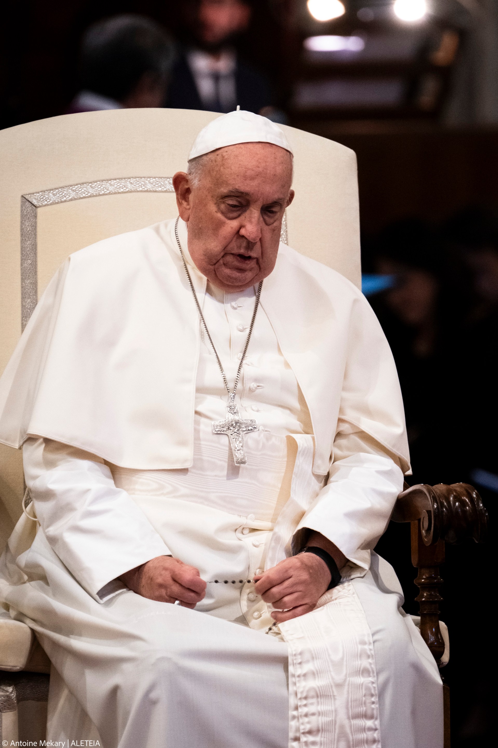 Pope Francis prays for the Rosary for Peace with members of the Synod Assembly in the basilica of Santa Maria Maggiore