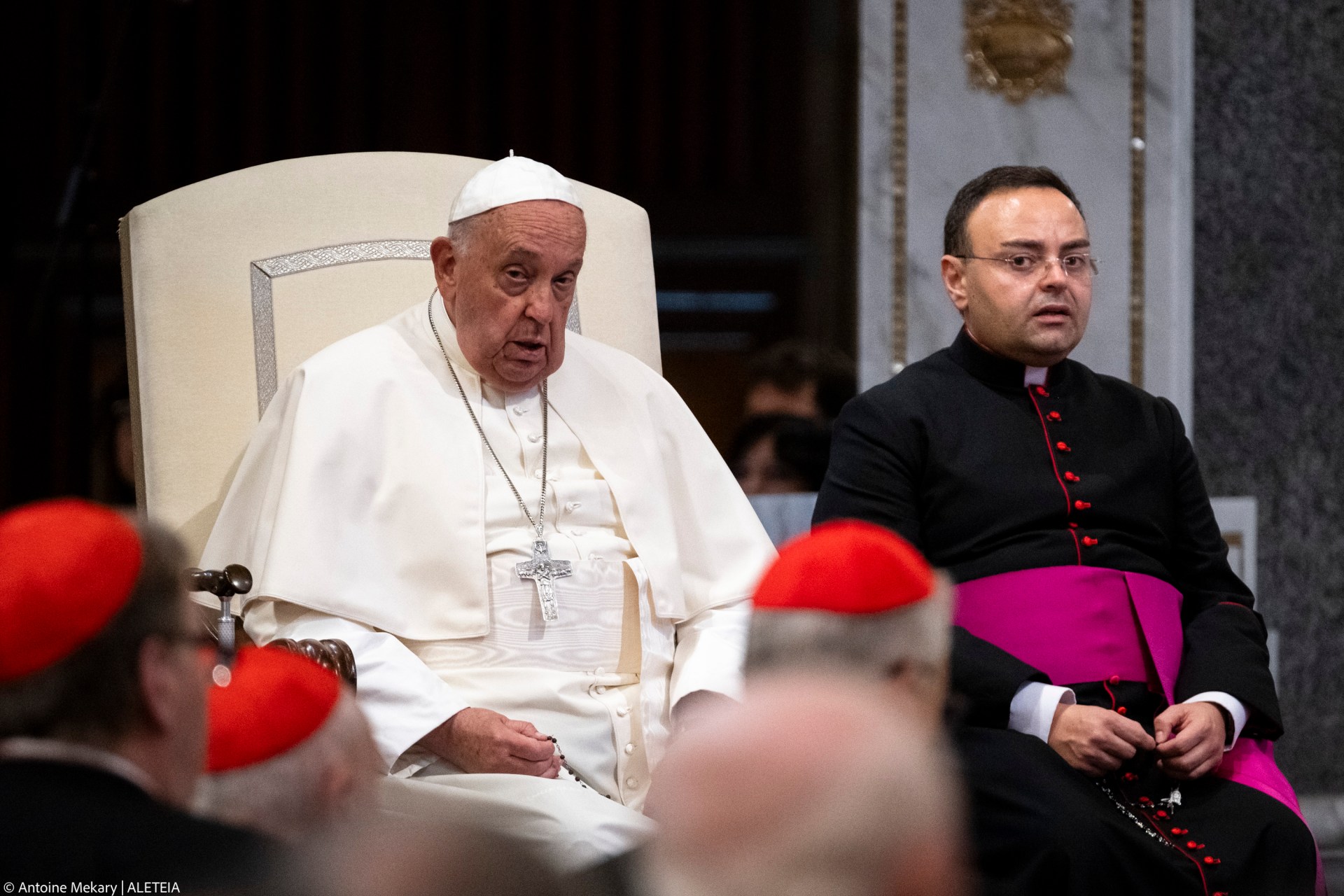 Pope Francis prays for the Rosary for Peace with members of the Synod Assembly in the basilica of Santa Maria Maggiore