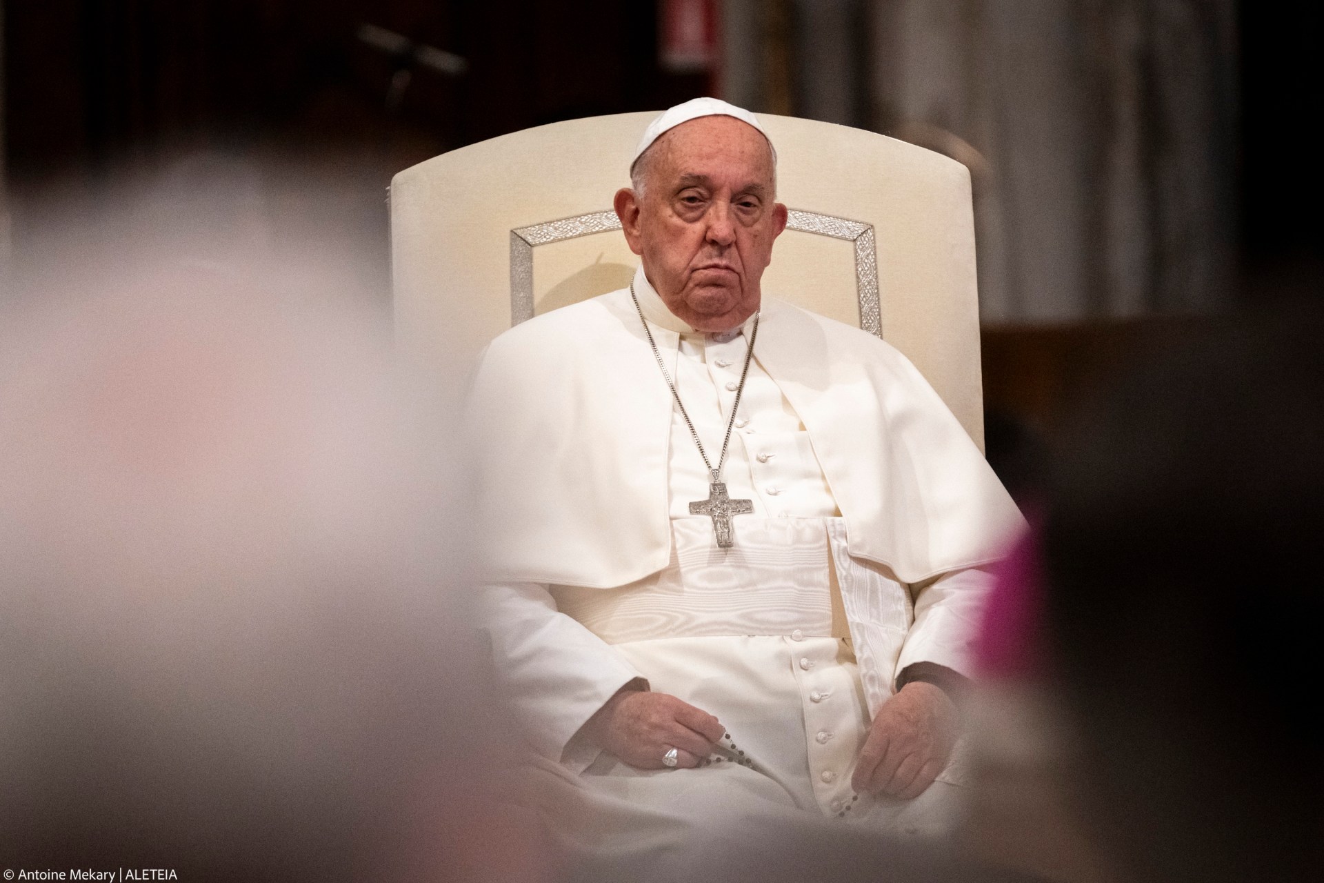 Pope Francis prays for the Rosary for Peace with members of the Synod Assembly in the basilica of Santa Maria Maggiore