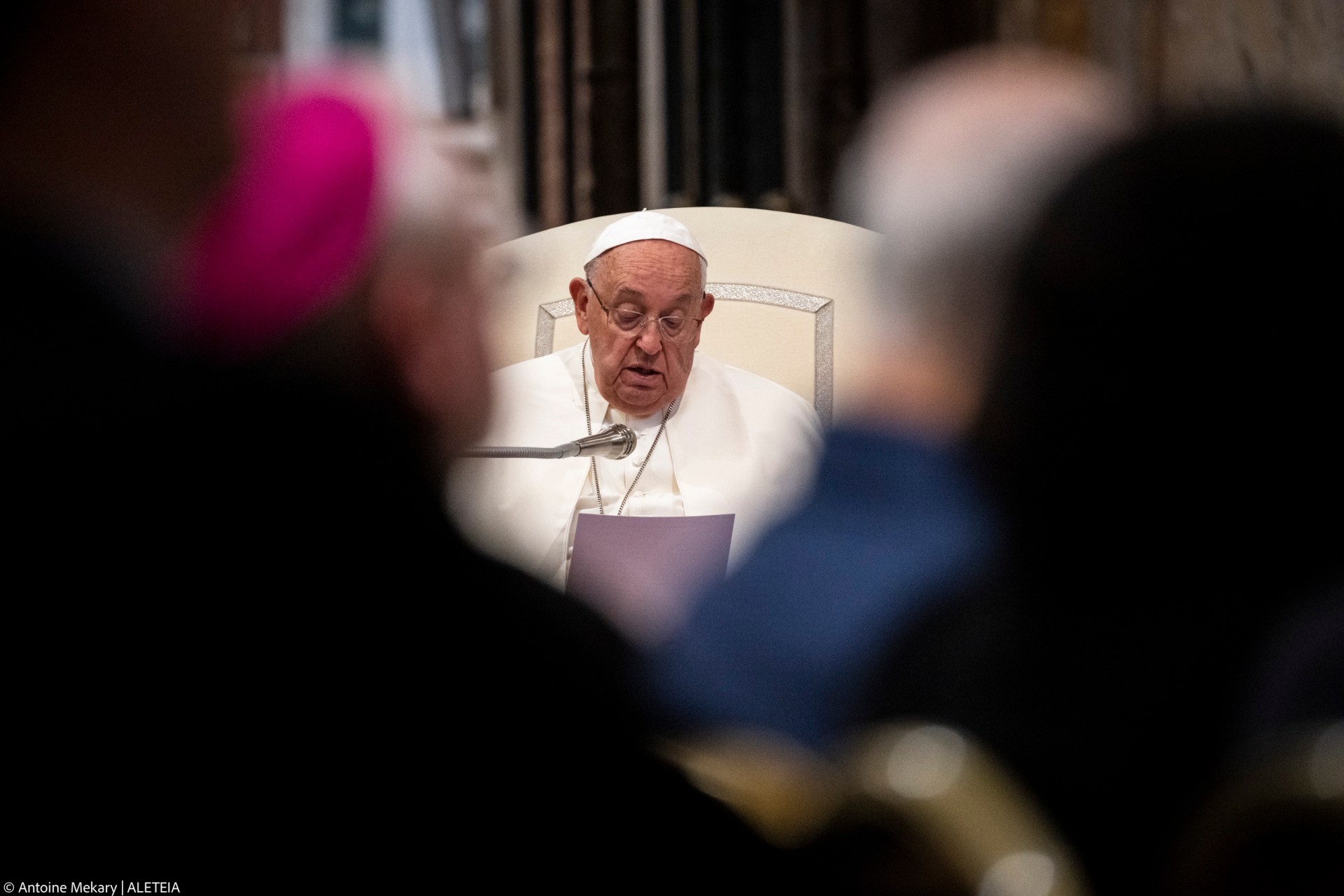 Pope Francis prays for the Rosary for Peace with members of the Synod Assembly in the basilica of Santa Maria Maggiore